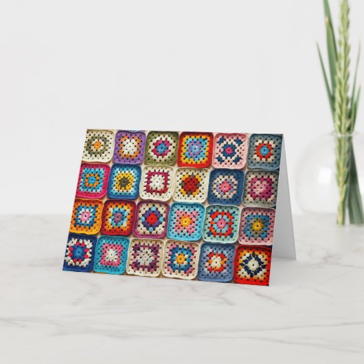 Verjaardag Granny Square gehaakte quilt Kaart (Voorkant)