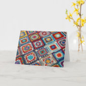 Verjaardag Granny Square gehaakte quilt Kaart (Gele Bloem)