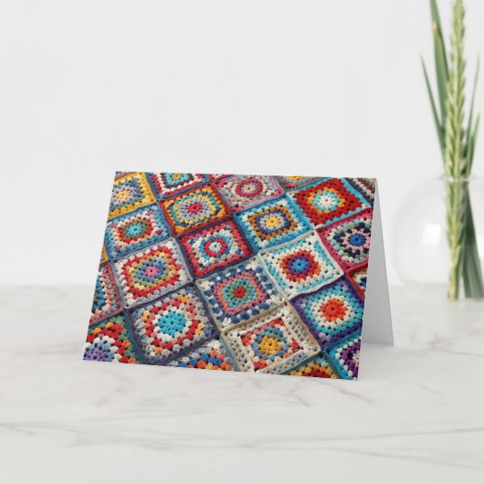Verjaardag Granny Square gehaakte quilt Kaart (Voorkant)