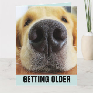 VERJAARDAG GRAPPIG OUDER WORDEN HOND WENSKAART KAART