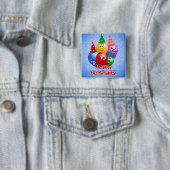 Verjaardag Grappige Ballonnen, Vierkante Button 5,1 Cm (In situ)