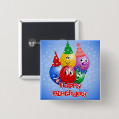 Verjaardag Grappige Ballonnen, Vierkante Button 5,1 Cm (Voorkant /achterkant)