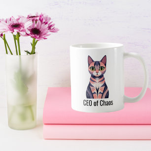 Verjaardag Grappige Kat “CEO van Chaos” Kat Moeder Koffiemok