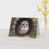 Verjaardag gravende uilen in een grot kaart (Gele Bloem)