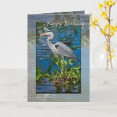 Verjaardag, Great Blue Heron in Lake Kaart (Gele Bloem)