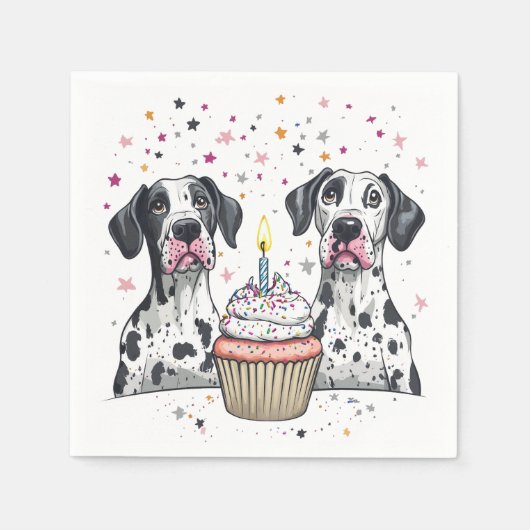 Verjaardag Great Dane Dogs Cupcake Servet (Voorkant)