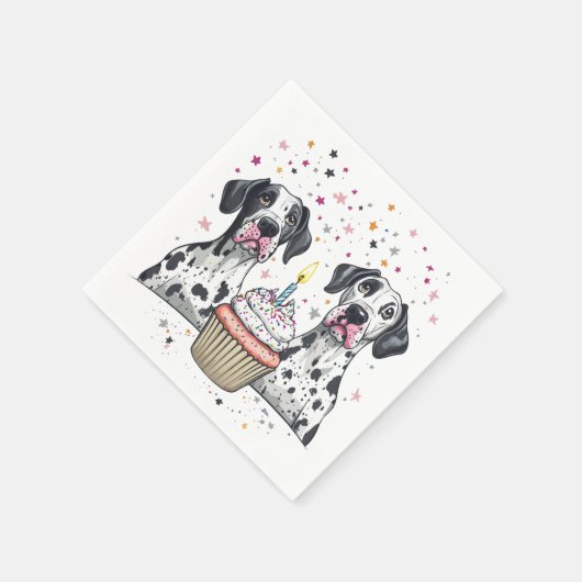 Verjaardag Great Dane Dogs Cupcake Servet (Hoek)
