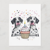 Verjaardag Great Dane Honden Cupcake Briefkaart (Voorkant)