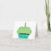 Verjaardag Green Frosting Cupcake Bedankt (Voorkant)