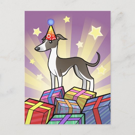 Verjaardag Greyhound / Whippet / Italiaanse Greyho Briefkaart (Voorkant)