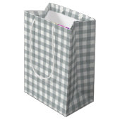 Verjaardag Grijs en Wit Gingham Medium Cadeauzakje (Achterkant Gekanteld)