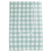 Verjaardag Grijs Kitten op Gingham Medium Cadeauzakje (Achterkant)