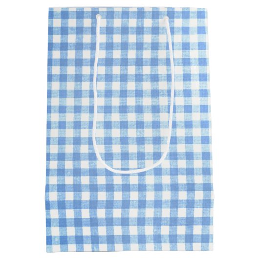 Verjaardag Grijs Kitten op Gingham Medium Cadeauzakje (Achterkant)