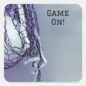 Verjaardag Grijs Net & Volleybal Square Sticker (Voorkant)