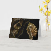 Verjaardag Grim Reaper speelt Kaarten met winnende (Gele Bloem)