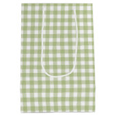 Verjaardag Groen en Wit Gingham Medium Cadeauzakje (Achterkant)
