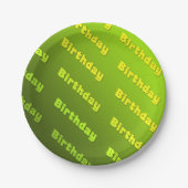 Verjaardag (groen) papieren bordje (Voorkant)