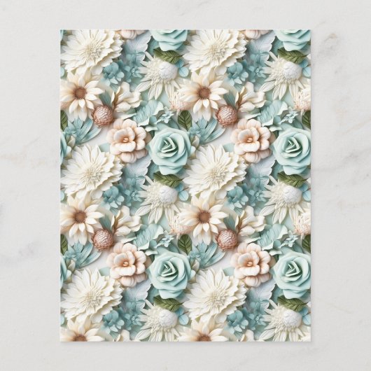 Verjaardag groen wit bloemenbudget uitnodiging (Achterkant)