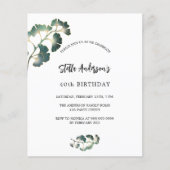 Verjaardag groen wit script budget uitnodiging flyer (Voorkant)