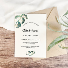 Verjaardag groen wit script elegant eenvoudig uitnodiging briefkaart