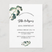 Verjaardag groen wit script elegant eenvoudig uitnodiging briefkaart (Voorkant)