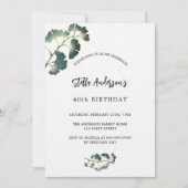 Verjaardag groen wit script elegante luxe kaart (Voorkant)