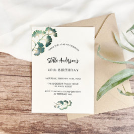 Verjaardag groen wit script elegante luxe kaart