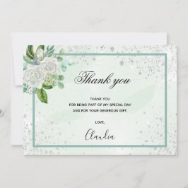 Verjaardag groene bloemenfoto bedankkaart