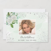 Verjaardag groene bloemenfoto bedankkaart (Achterkant)