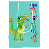 Verjaardag Groene Dino Medium Cadeauzakje (Achterkant)