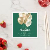 Verjaardag groene gouden ballonnen servet (Insitu)