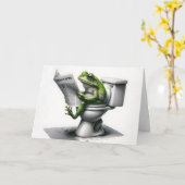Verjaardag Groene Kikker Het lezen van een krant Kaart (Gele Bloem)