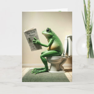 Verjaardag groene kikker zittend op een toilet kaart