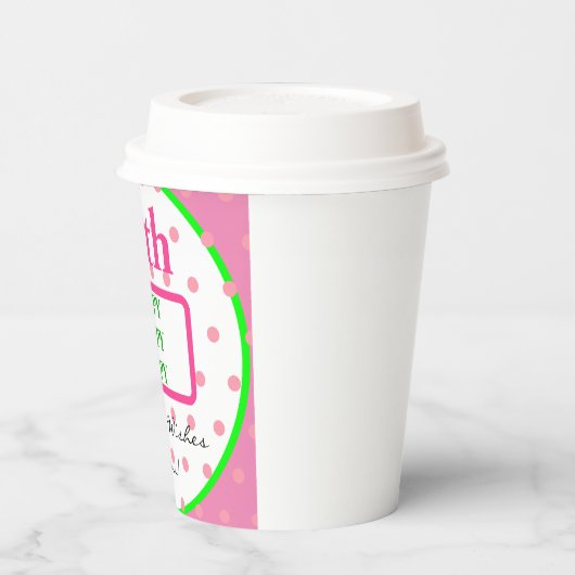 Verjaardag Groene Roze Polka Dots Papieren Bekers (Links)