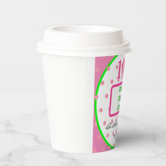  Verjaardag Groene Roze Polka Dots Papieren Bekers (Rechts)