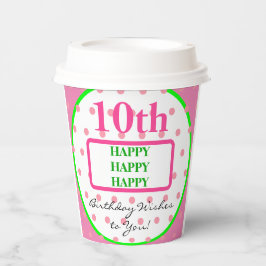  Verjaardag Groene Roze Polka Dots Papieren Bekers