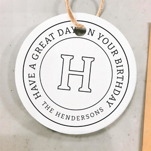 Verjaardag Groet Chic Modern Family Monogram Bedankjes Labels