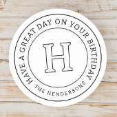 Verjaardag Groet Chic Modern Family Monogram Ronde Sticker