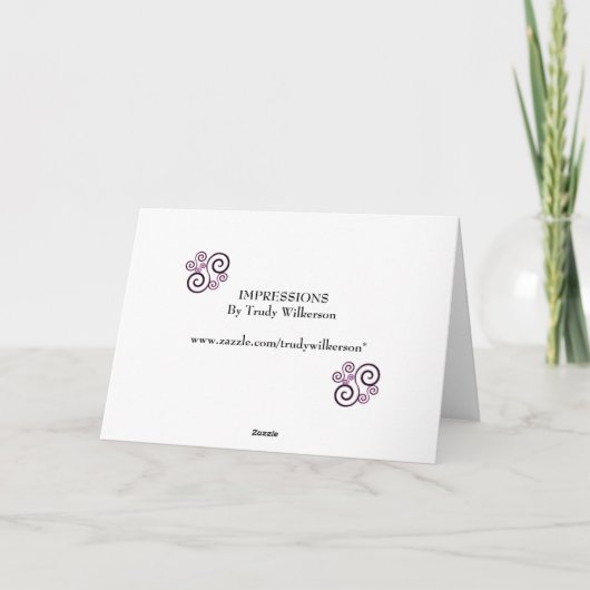 Verjaardag Groet - Taart w/Fuchsia Bloemen/Zwart Kaart (Achterkant)