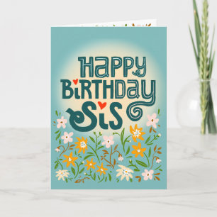 Verjaardag groet voor haar zus schattige sis flora kaart