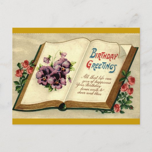 Verjaardag Groeten Bloemenboek Vintage 1912 Briefkaart (Voorkant)