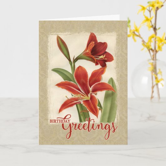 Verjaardag Groeten Lily  Reproduction Kaart (Gele Bloem)