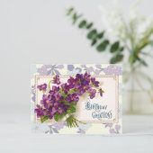 Verjaardag Groeten met viooltjes Briefkaart (Staand voorkant)