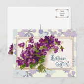 Verjaardag Groeten met viooltjes Briefkaart (Voorkant / Achterkant)