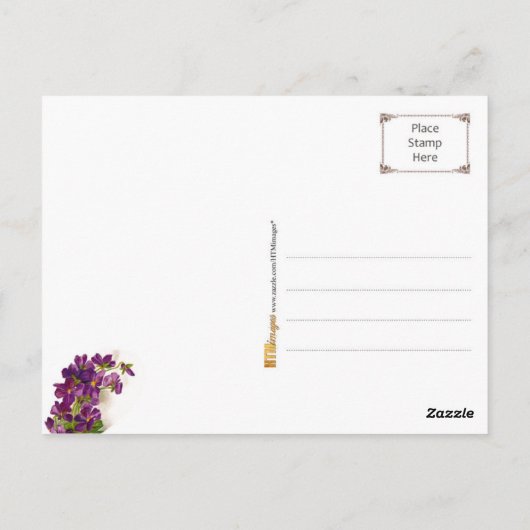 Verjaardag Groeten met viooltjes Briefkaart (Achterkant)