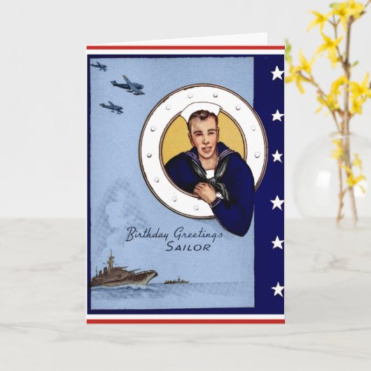  Verjaardag Groeten Sailor Kaart (Gele Bloem)