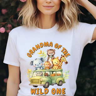 Verjaardag grootmoeder van de wilde safari dieren t-shirt