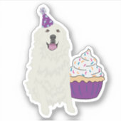 Verjaardag Grote Pyreneeën Custom-Cut Vinyl Sticke Sticker (Voorkant)