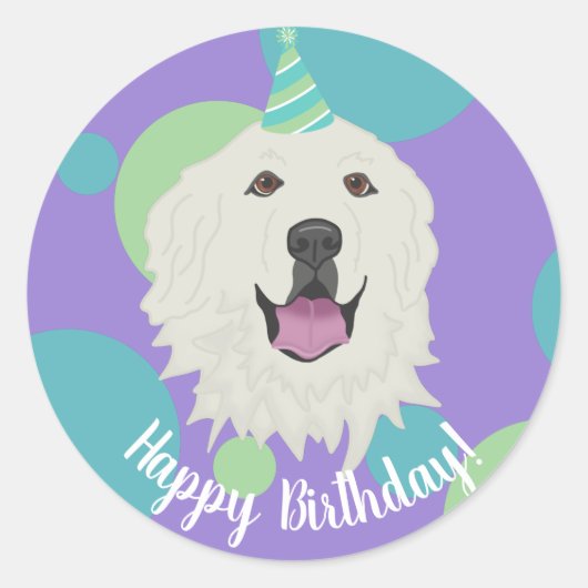  verjaardag Grote Pyreneeën Ronde Sticker (Voorkant)