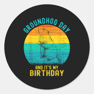 Verjaardag Groundhog Day 2 februari Grappige Verja Ronde Sticker